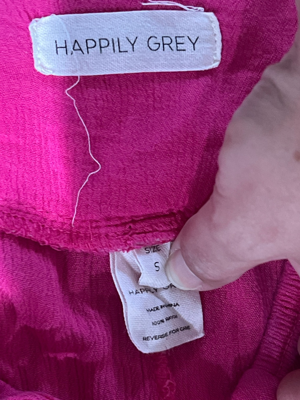 Happily Grey Fuchsia Palazzo Pants, Size Small, Wide Leg With Pleated Details - Picture 4 of 4